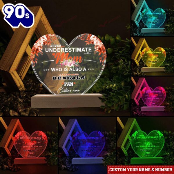 Cincinnati Bengals NFL Personalized 3D Led Light Gift For Mom  – Christmas Night Light