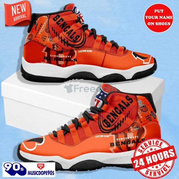 Cincinnati Bengals Orange Air Jordan 11 Shoes Custom Name Shoes