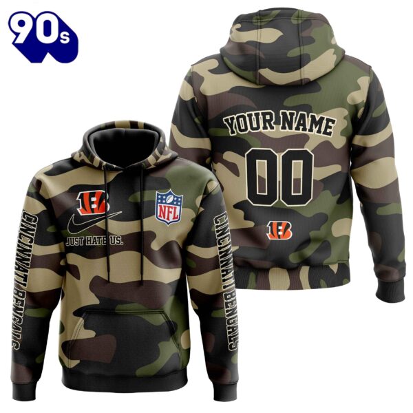 Cincinnati Bengals Personalized Hoodie-Zip Hoodie Camo Style