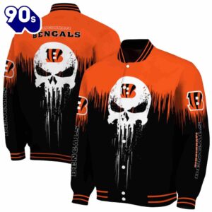 Cincinnati Bengals Punisher Skull Orange Black White Jacket