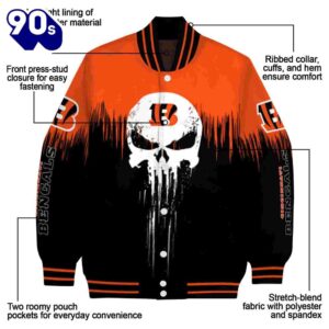 Cincinnati Bengals Punisher Skull Orange Black White Jacket