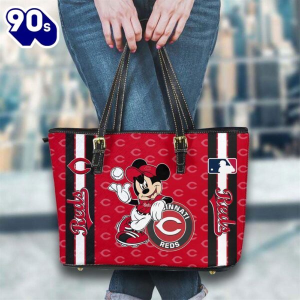 Cincinnati Reds Mlb Mickey Women Leather Tote Bag