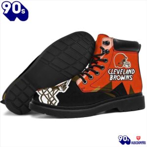 Cleveland Browns All Season Boots Casual Shoes Vegan Leather Custom Boot Shoes