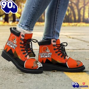 Cleveland Browns All Season Boots Casual Shoes Vegan Leather Custom Boot Shoes