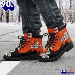 Cleveland Browns All Season Boots Casual Shoes Vegan Leather Custom Boot Shoes