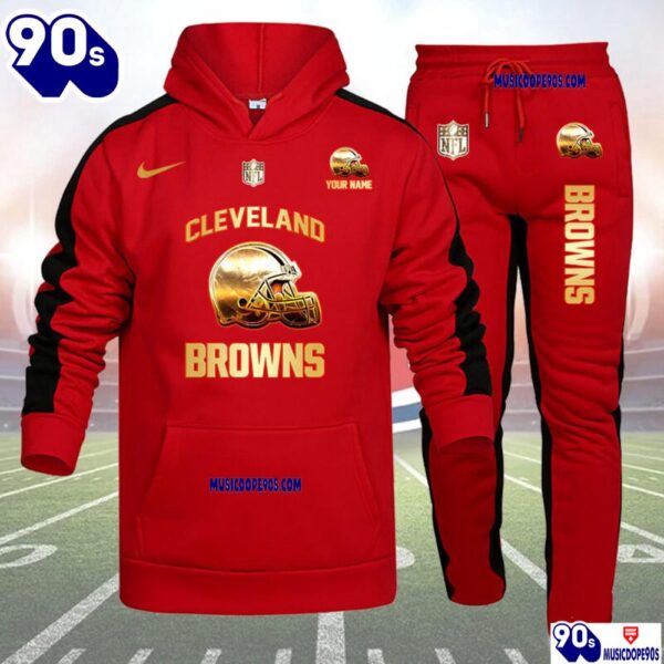 Cleveland Browns NFL 32 Teams Personlized Golden Logo Hoodie Set