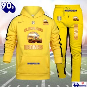 Cleveland Browns NFL 32 Teams Personlized Golden Logo Hoodie Set