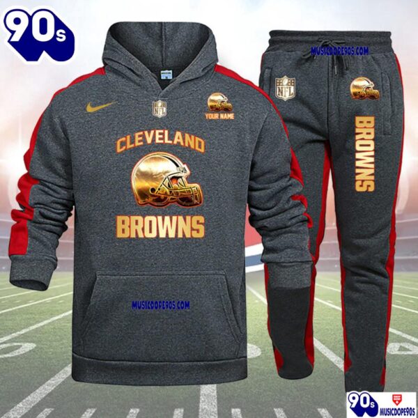 Cleveland Browns NFL 32 Teams Personlized Golden Logo Hoodie Set