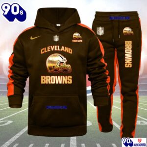 Cleveland Browns NFL 32 Teams Personlized Golden Logo Hoodie Set