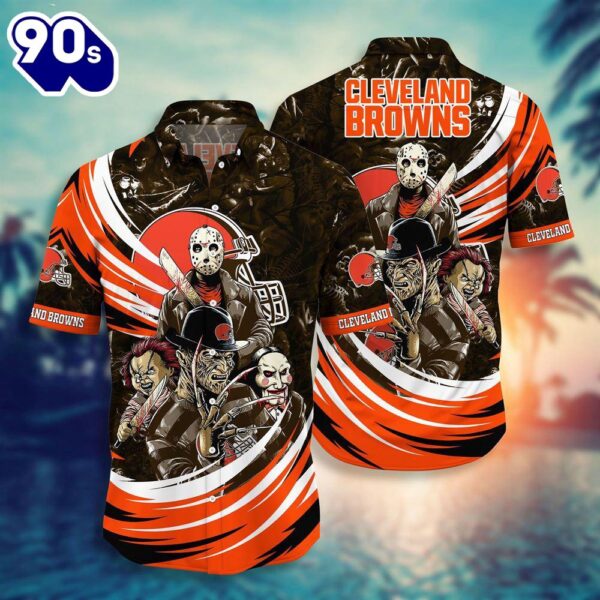 Cleveland Browns NFL  Halloween Horror Movies Hawaiian Shirts