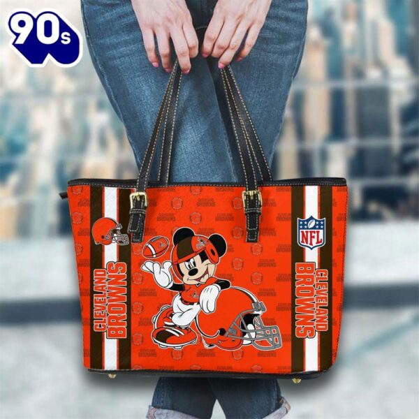 Cleveland Browns NFL Mickey Women Leather Tote Bag