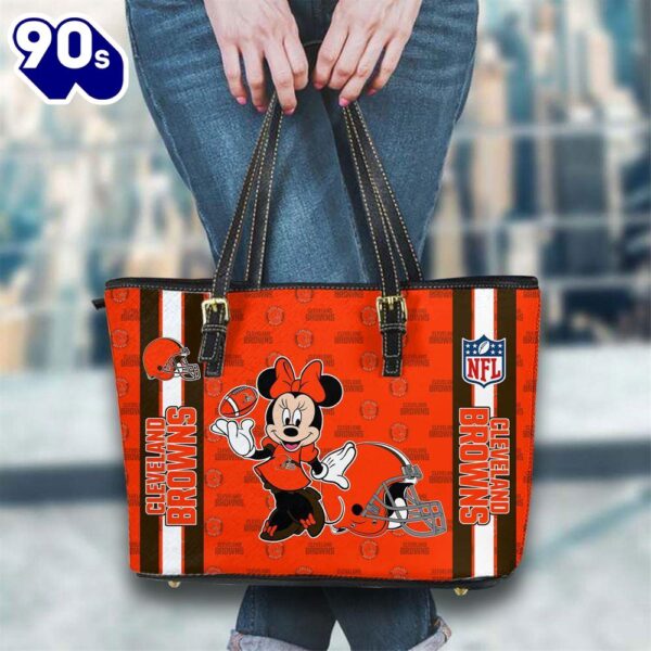 Cleveland Browns NFL Minnie Women Leather Tote Bag