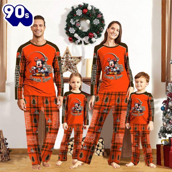 Cleveland Browns Pajamas Personalized Your Name NFL And Mickey Mouse Pajamas  Gift Christmas