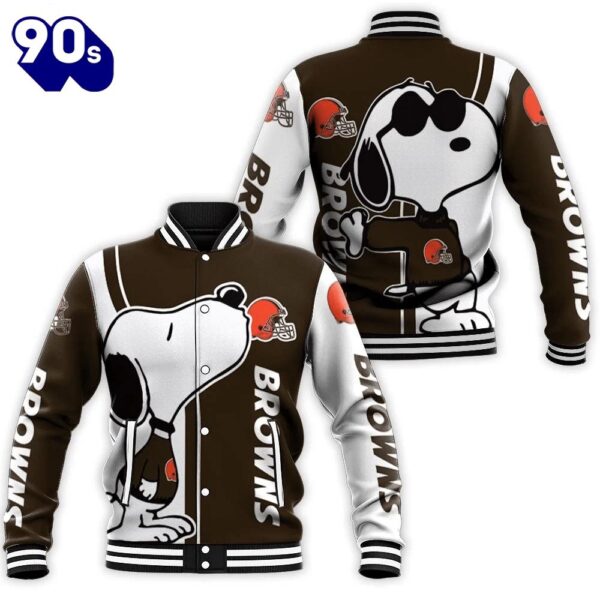 Cleveland Browns Snoopy Lover 3D Printed Baseball Jacket For Men Women