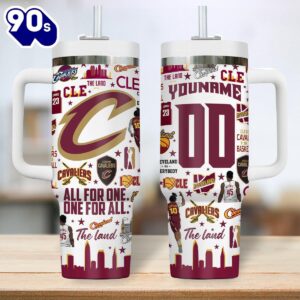 Cleveland Cavaliers NBA Custom Stanley Quencher 40oz Stainless Steel Tumbler