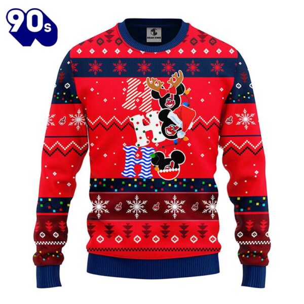 Cleveland Indians Hohoho Mickey Christmas Ugly Sweater  Gift Christmas