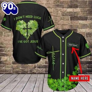 Clover I’ve Got Jesus Irish Cross Custom Baseball Jersey   Gift Christmas