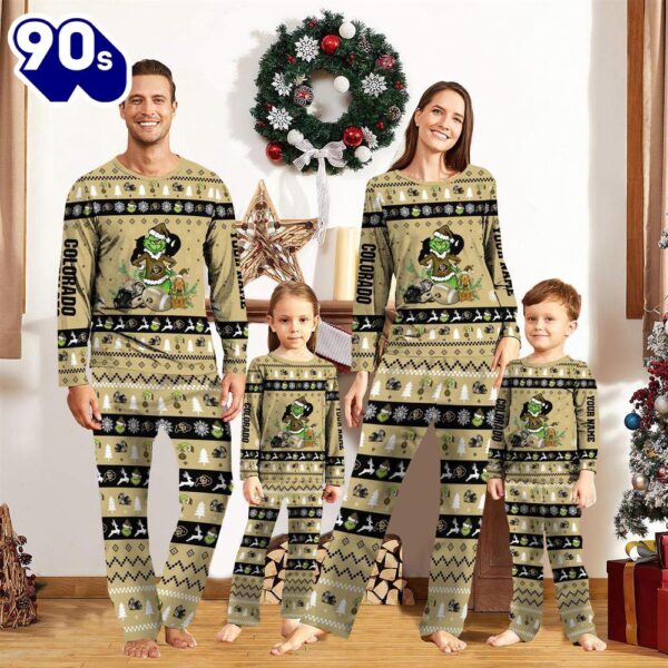 Colorado Buffaloes NCAA Custom Name Grinch Christmas And Sport Team Pajama Set  Gift Christmas