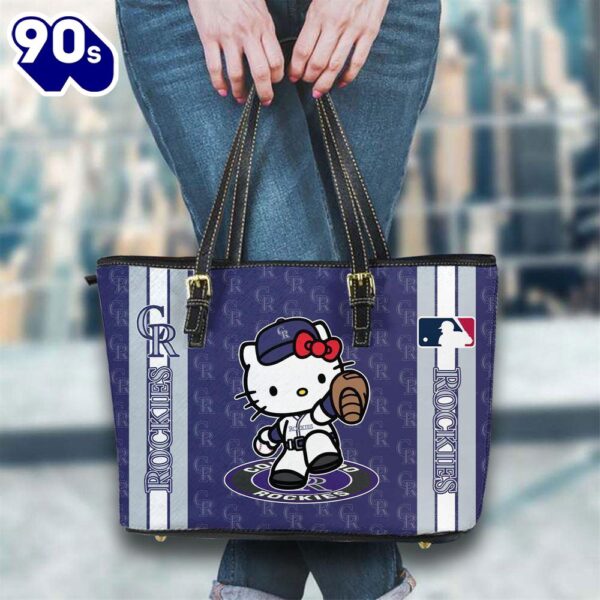 Colorado Rockies Mlb Kitty Women Leather Tote Bag