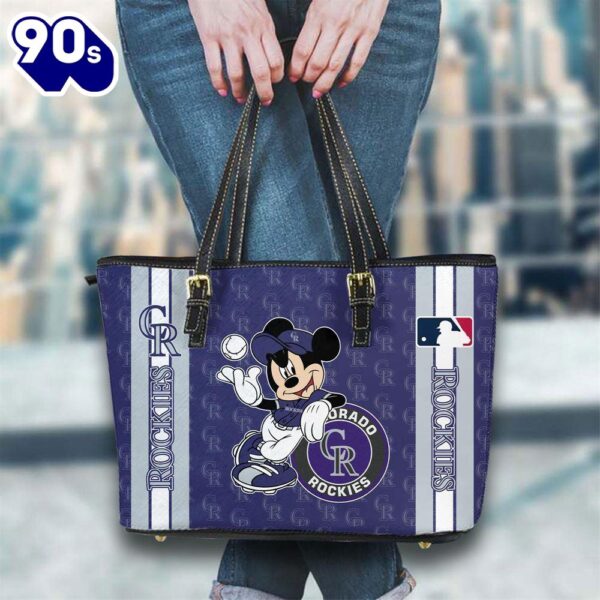 Colorado Rockies Mlb Mickey Women Leather Tote Bag