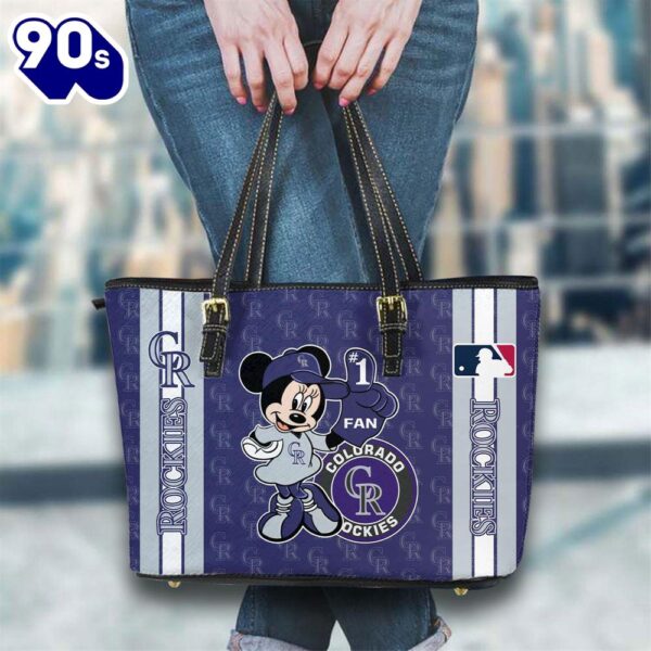 Colorado Rockies Mlb Minnie Women Leather Tote Bag