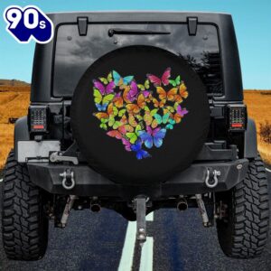 Colorful Cute Butterfly Heart Spare Tire Cover – Christian Tire Cover Car Decor