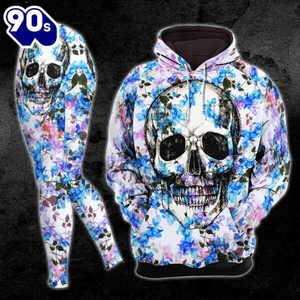 Colorful Skull Flower Artwork Combo Hoodie And Leggings