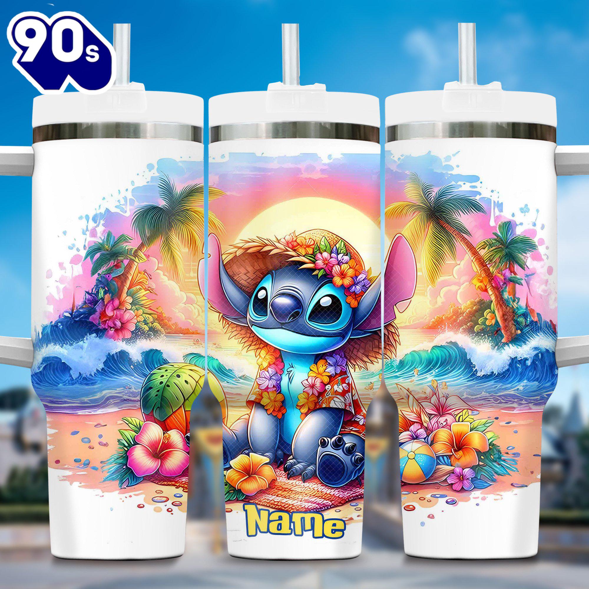 Colorful Stitch Summer Cartoon Custom Stanley Quencher 40oz Stainless Steel Tumbler With Handle Colorful Stitch Summer Cartoon Custom Stanley Quencher 40oz Stainless Steel Tumbler With Handle
