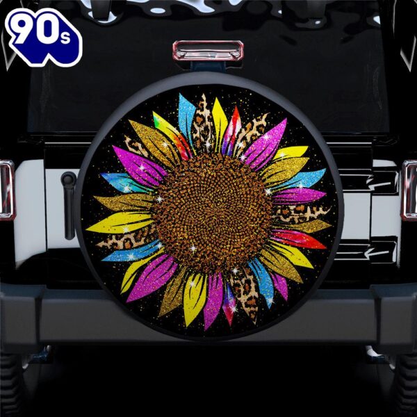 Hippie Tire Covers Colorful Sunflower Leopard Car Spare Tire Covers Gift For Campers