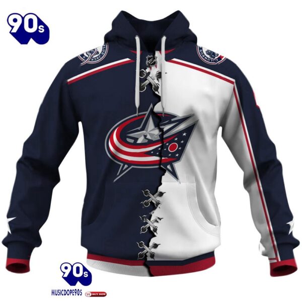 Columbus Blue Jackets Personalized NHL Mix Jersey Hoodie Set