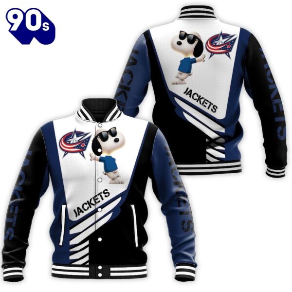 Columbus Blue Jackets Snoopy For Fans 3D Baseball Jacket