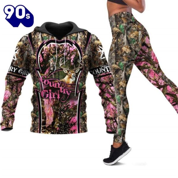 Country Girl 3D Leggings Hoodie Set Outfit For Women