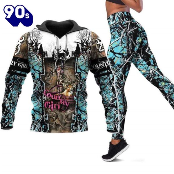 Country Girl All Over Print Leggings Hoodie Set Outfit For Christmas