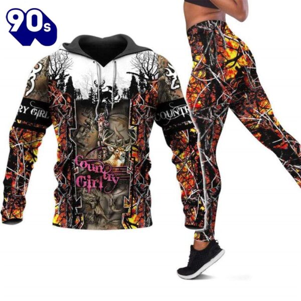 Country Girl All Over Print Leggings Hoodie Set Outfit For Women