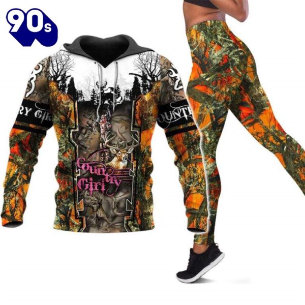 Country Girl All Over Print Leggings Hoodie Set Outfit For Women Merry Christmas