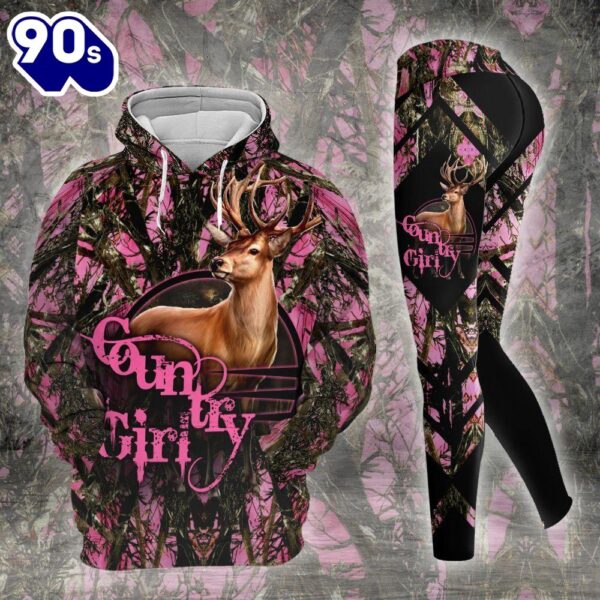 Country Girl Pink All Over Print Leggings Hoodie Set Outfit For Women Gift Xmas