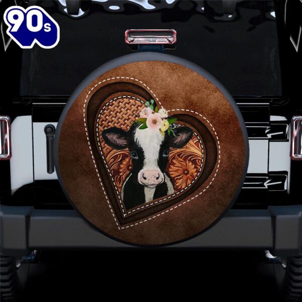 Cow Heart Flower Farm Car Spare Tire Covers Gift For Campers