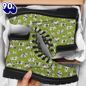 Cow Leather Boots Animal Custom Shoes Funny For Cow Lover