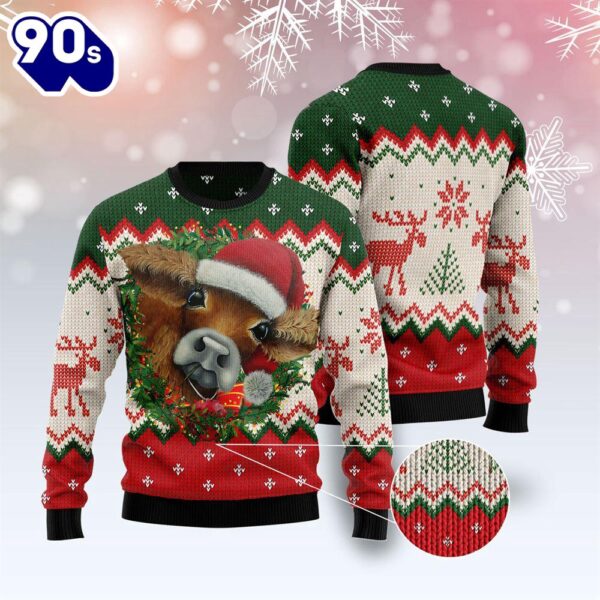 Christmas 2024  Cow Xmas Ugly Christmas Sweater