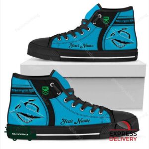 Cronulla Sharks NRL Personalized High Top Canvas Shoes