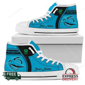 Cronulla Sharks NRL Personalized High Top Canvas Shoes