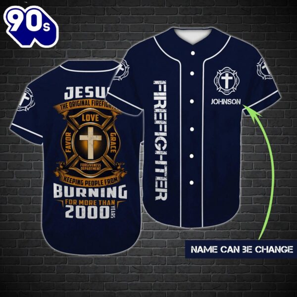 Cross Baseball Jersey – Jesus Original Firefighter Custom Baseball Jersey  Gift Christmas