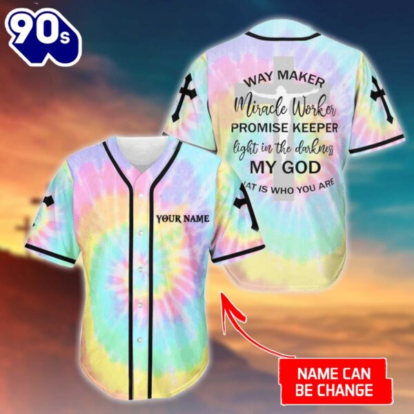 Cross, Colorful Baseball Jersey – Way Maker, Miracle Worker Custom Baseball Jersey  Gift Christmas