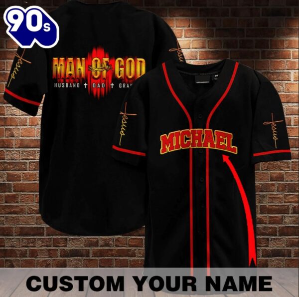 Cross Man Of God Husband Dad Custom Baseball Jersey   Gift Christmas