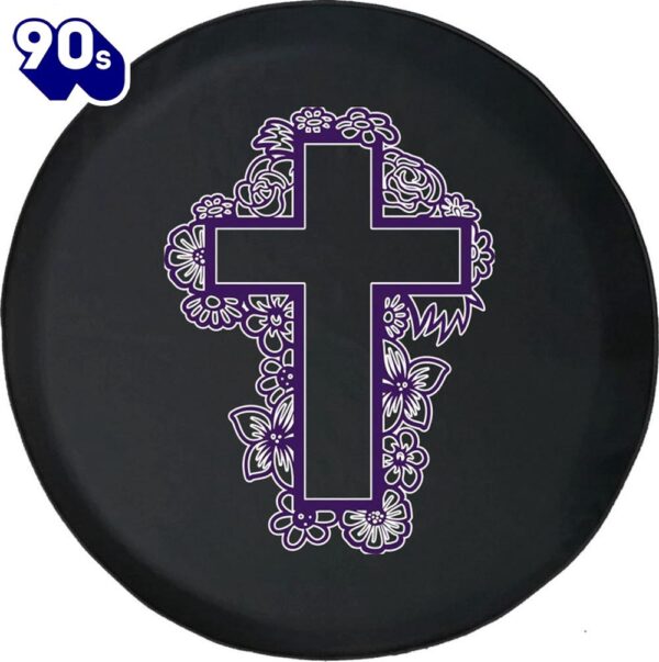 Cross Religious Believe Purple Spare Tire Cover – Christian Tire Cover Car Decor