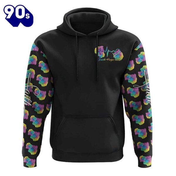 Cross Rose Wings Colorful 3D Hoodie