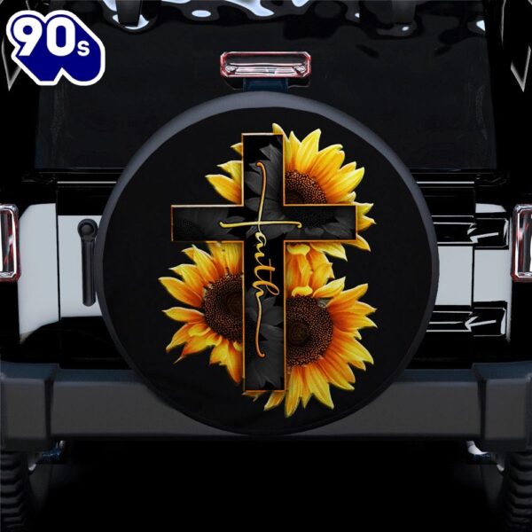 Hippie Tire Covers Cross Sunflower Faith Car Spare Tire Covers Gift For Campers