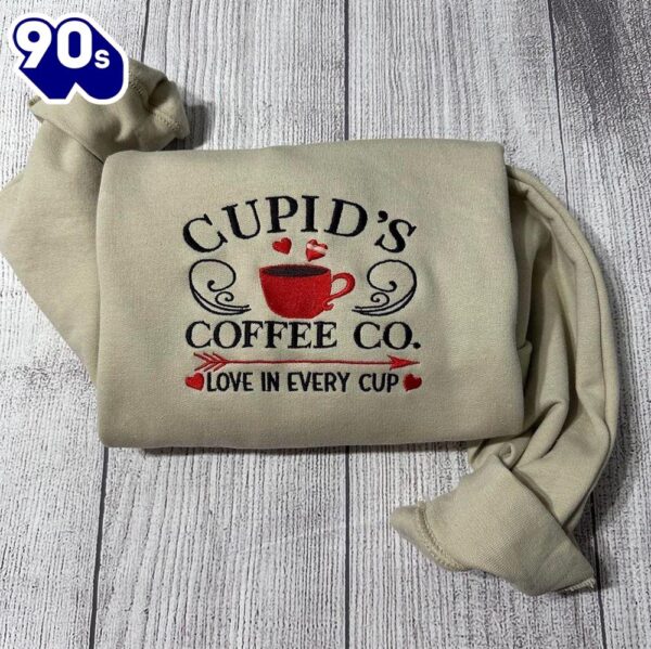 Cupid Coffee Co Embroidered Sweatshirt Gift Christmas