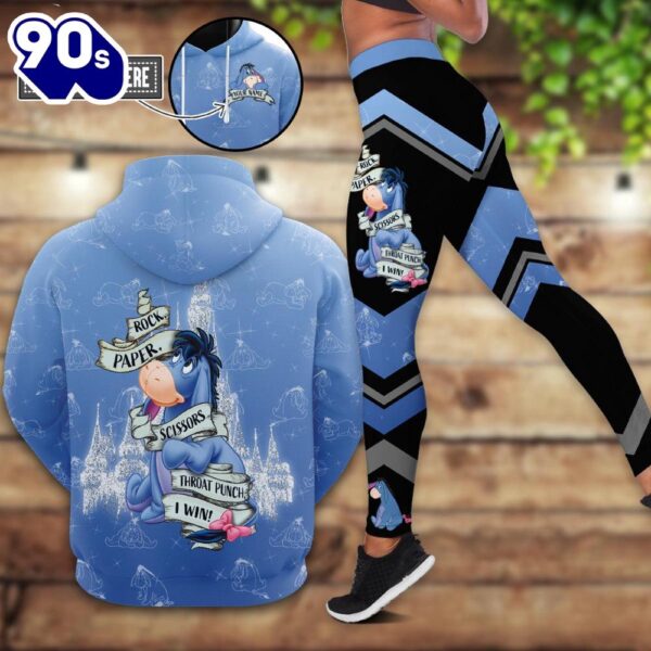 Custom Cartoon Themed Eeyore Hoodie And Leggings Set