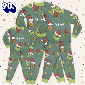 Custom Christmas Grinch Pattern Pajamas Set - Family Disneyland Matching Pajamas Set